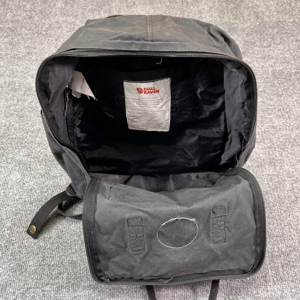 Fjallraven Kanken Classic Backpack Black Grey 23510 Vinylon F School Bag - Picture 9 of 16